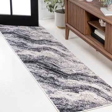 Kassia Contemporary Glam Abstract Marble Area Rug